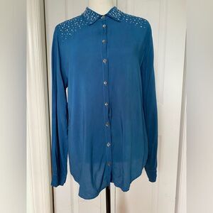 Velvet Bedazzled Blue Blouse